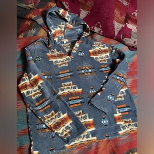EARTHBOUND TRADING southwestern Native inspired fleece hoodie / L